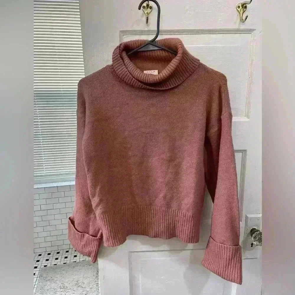 VILA Pink Turtleneck Sweater - Picture 3 of 9